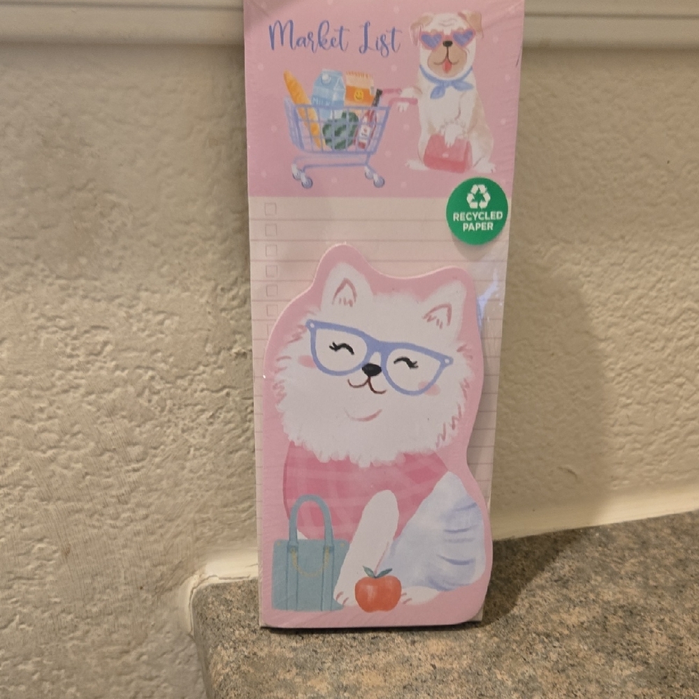 Elemente Clemente Pink Cat Market List Notepad Sealed Nwot